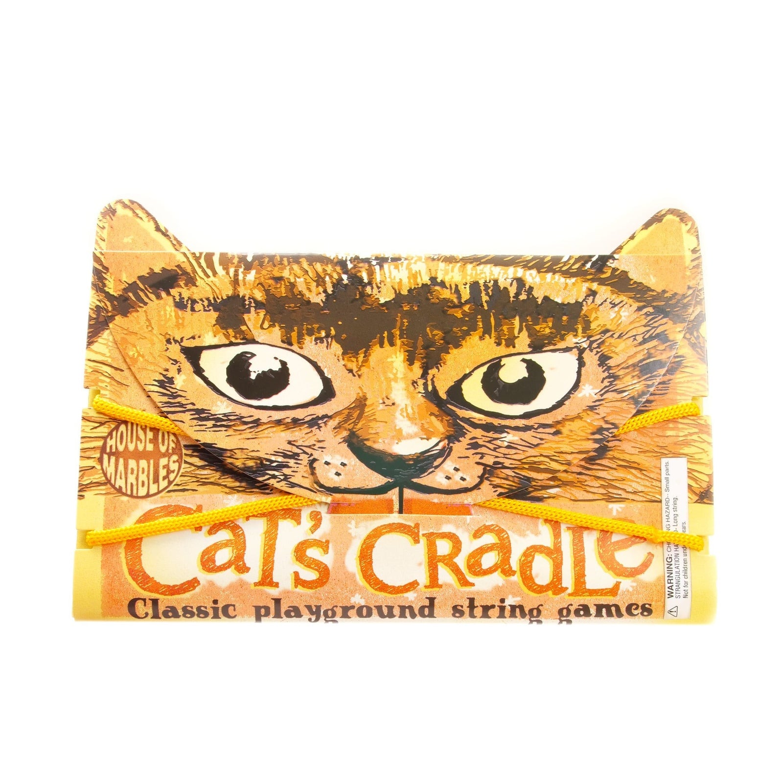 Packaging of 'Cat's Cradle' string game with a cat illustration on a white background