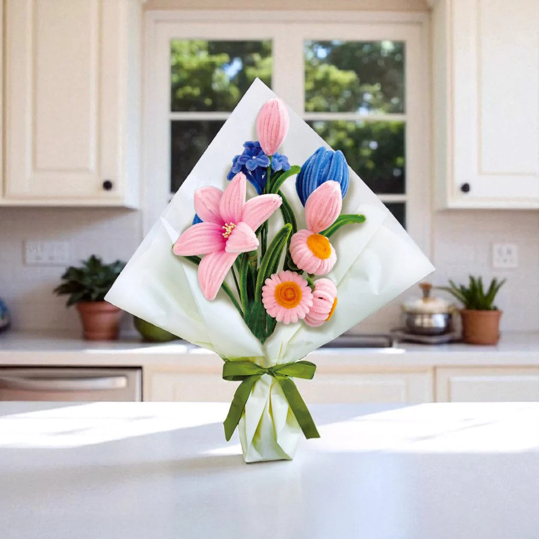 CHENILLE FLOWER BOUQUET MODEL KIT PINK