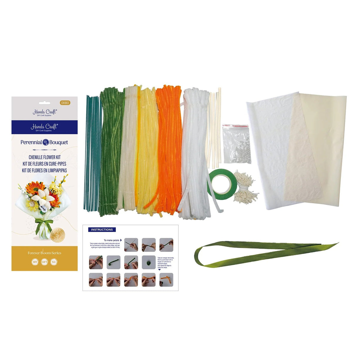 CHENILLE FLOWER BOUQUET MODEL KIT ORANGE