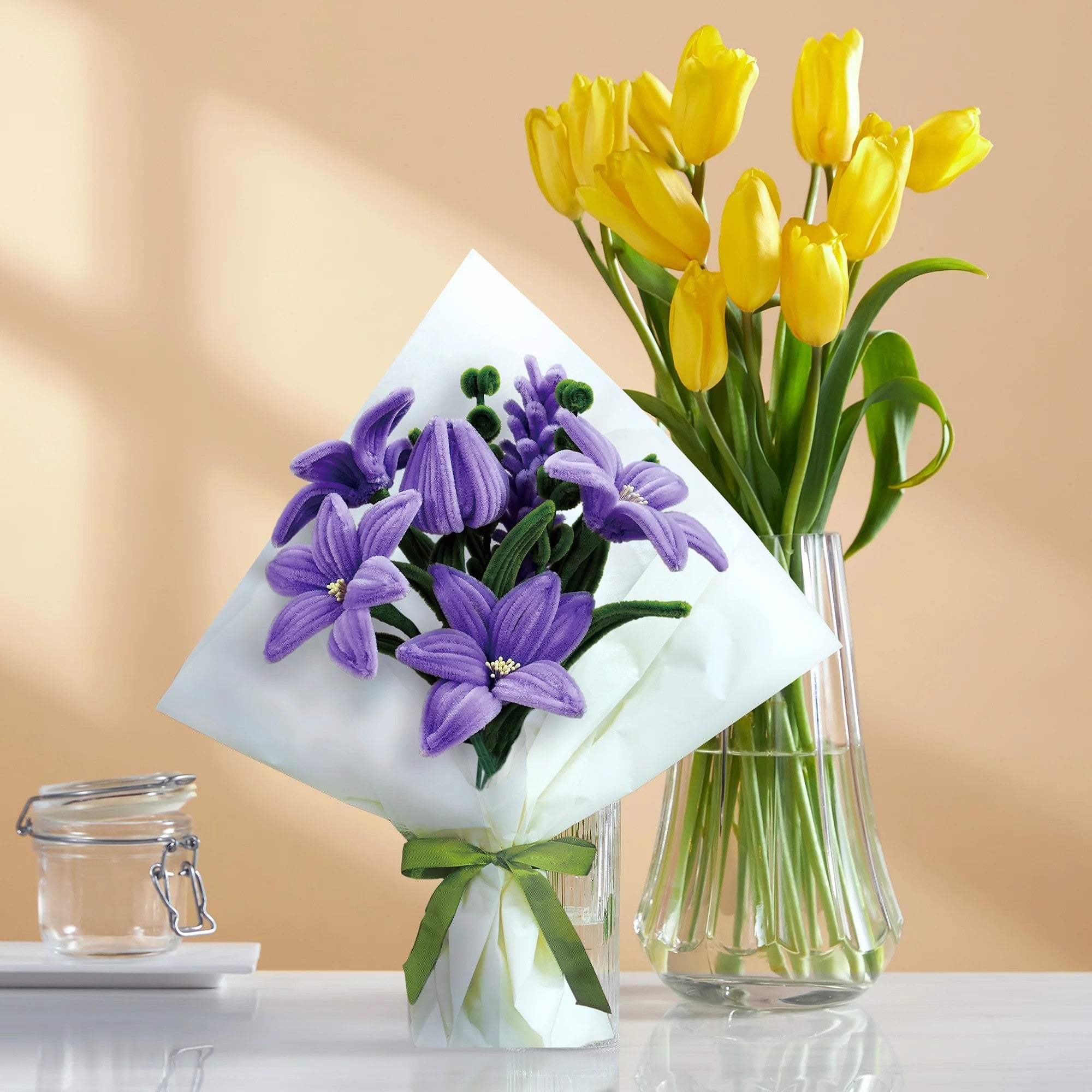 purple lily flower arrangements Hands Craft DIY Chenille Craft Kit