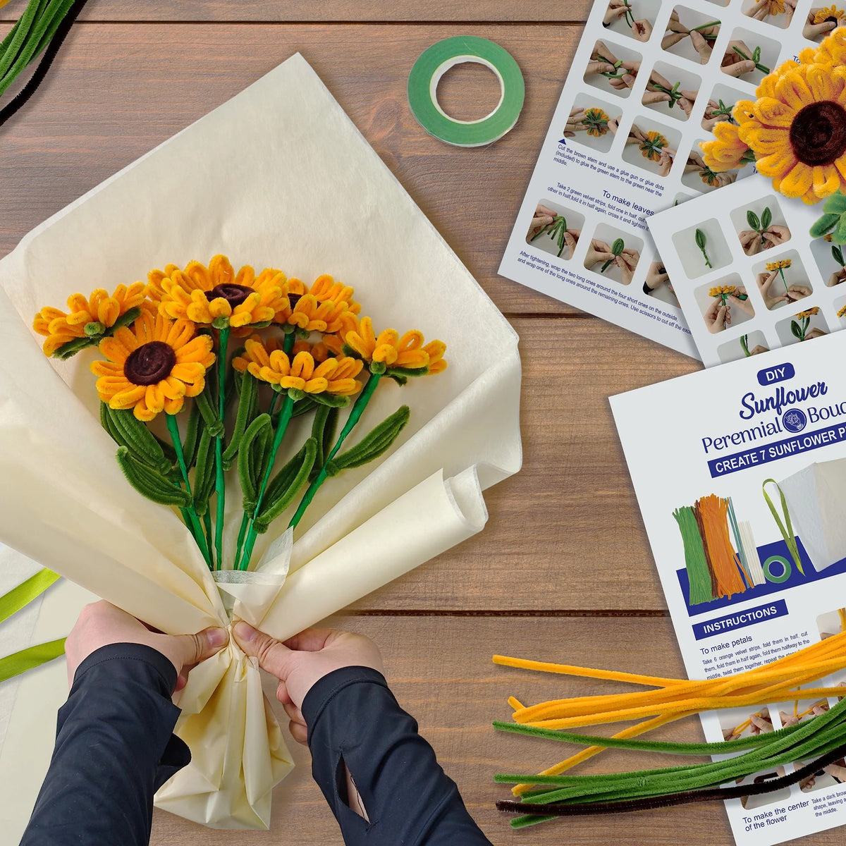 CHENILLE FLOWER BOUQUET MODEL KIT SUNFLOWERS