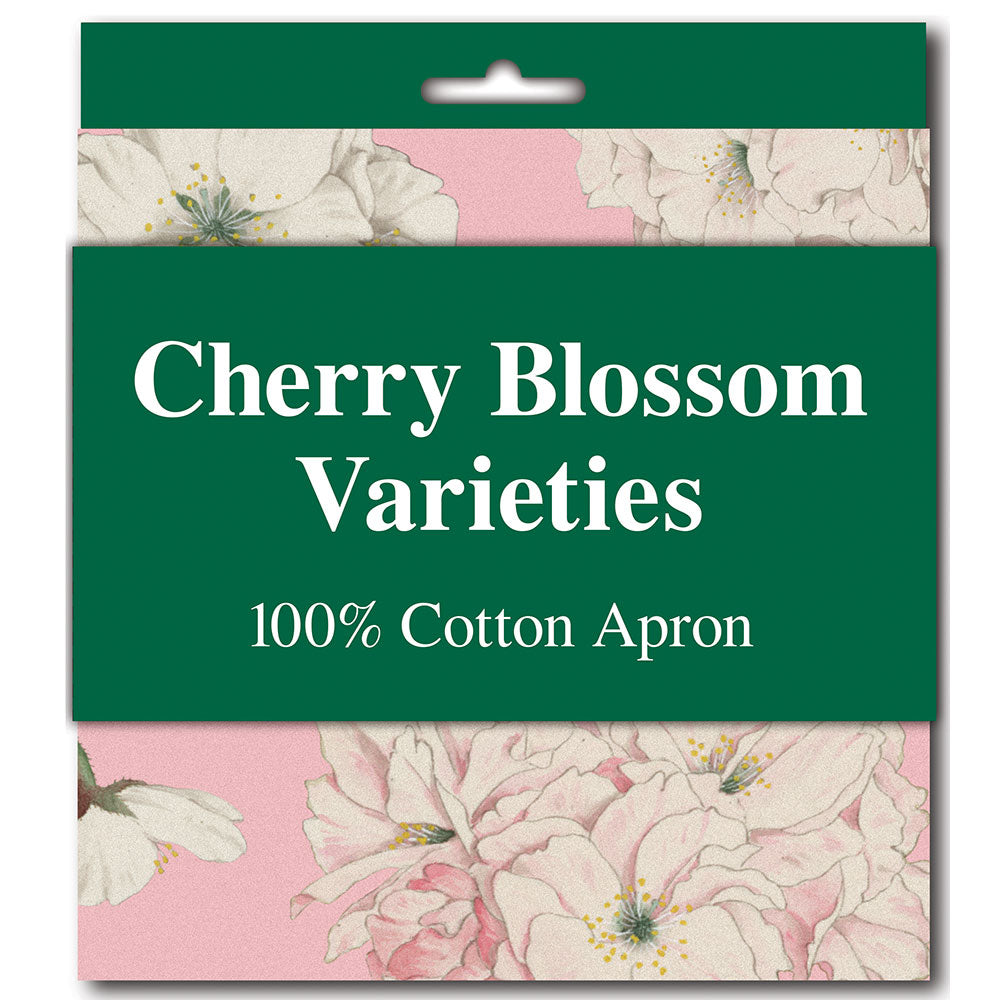 Add a hint of spring to your kitchen every day of the year with this cherry blossom print apron. This durable, 100% cotton apron features two handy front pockets and an adjustable neck closure. 100% cotton apron Adjustable 'D-ring' neck closure Two front pockets Dimensions: 32" x 27"