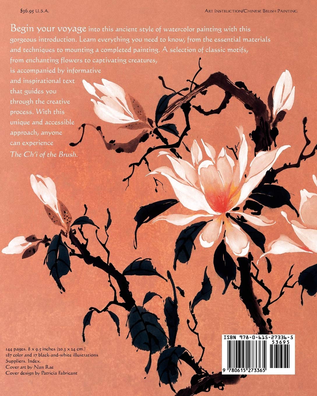 Book cover of 'The Ch'i of the Brush' with floral design and text on a peach background