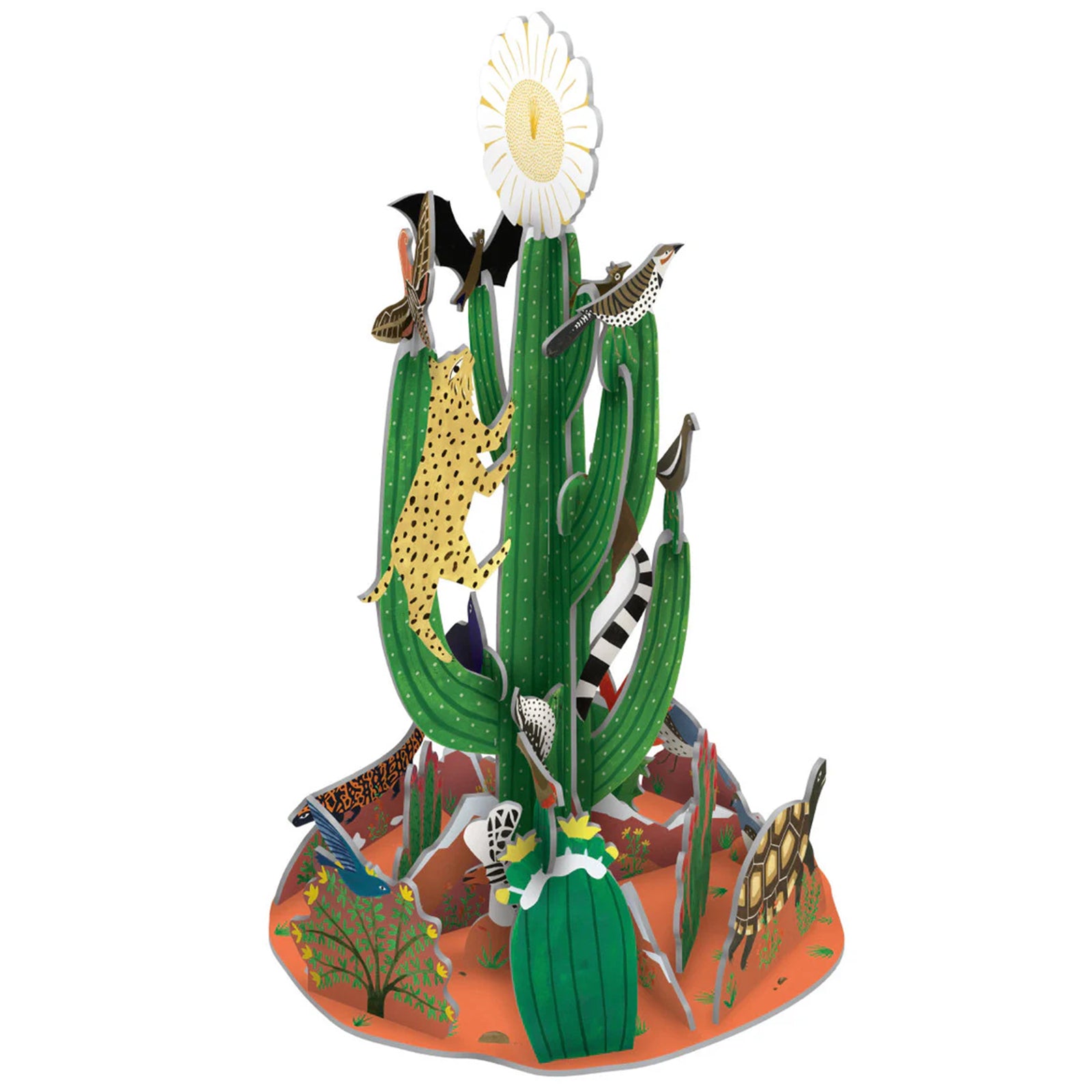 Decorative cactus advent calendar with animals on a white background