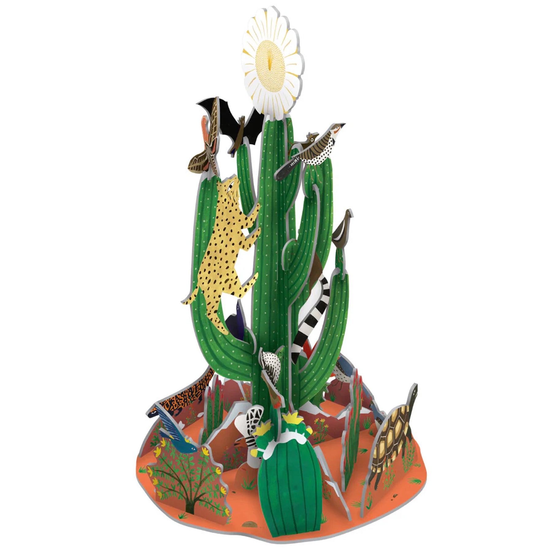 Decorative cactus advent calendar with animals on a white background