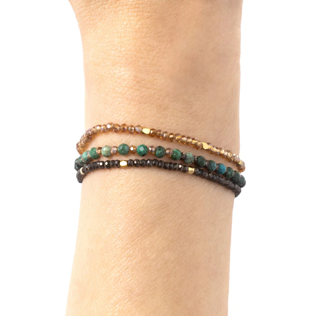 CHRYSOCOLLA GEMSTONE NECKLACE / TRIPLE WRAP BRACELET