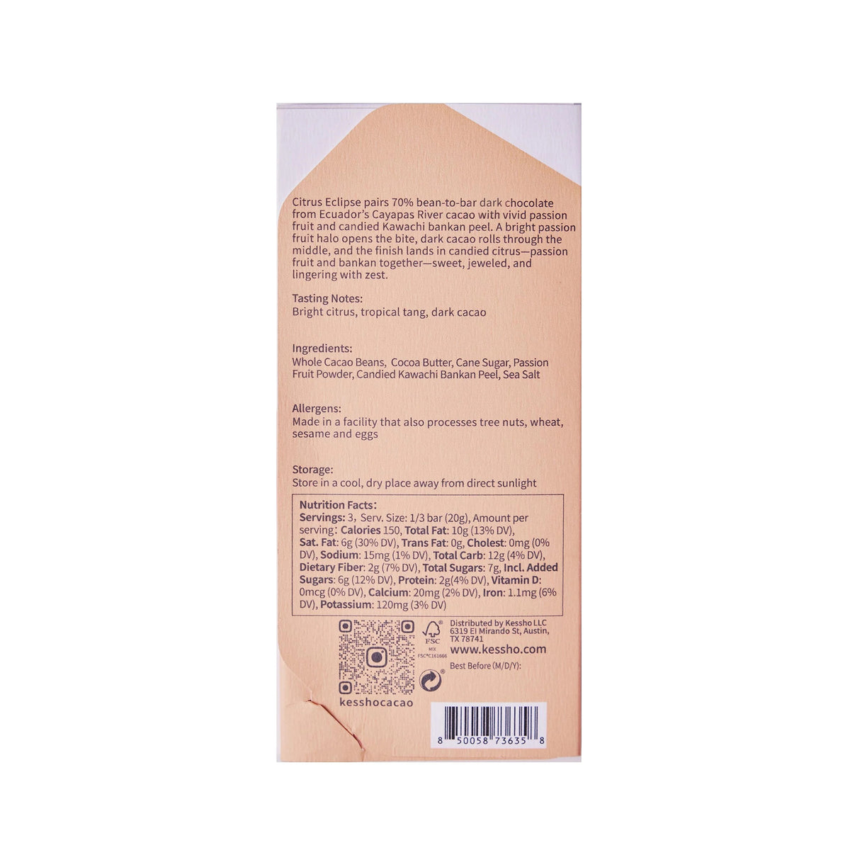 CITRUS ECLIPSE DARK CHOCOLATE BAR