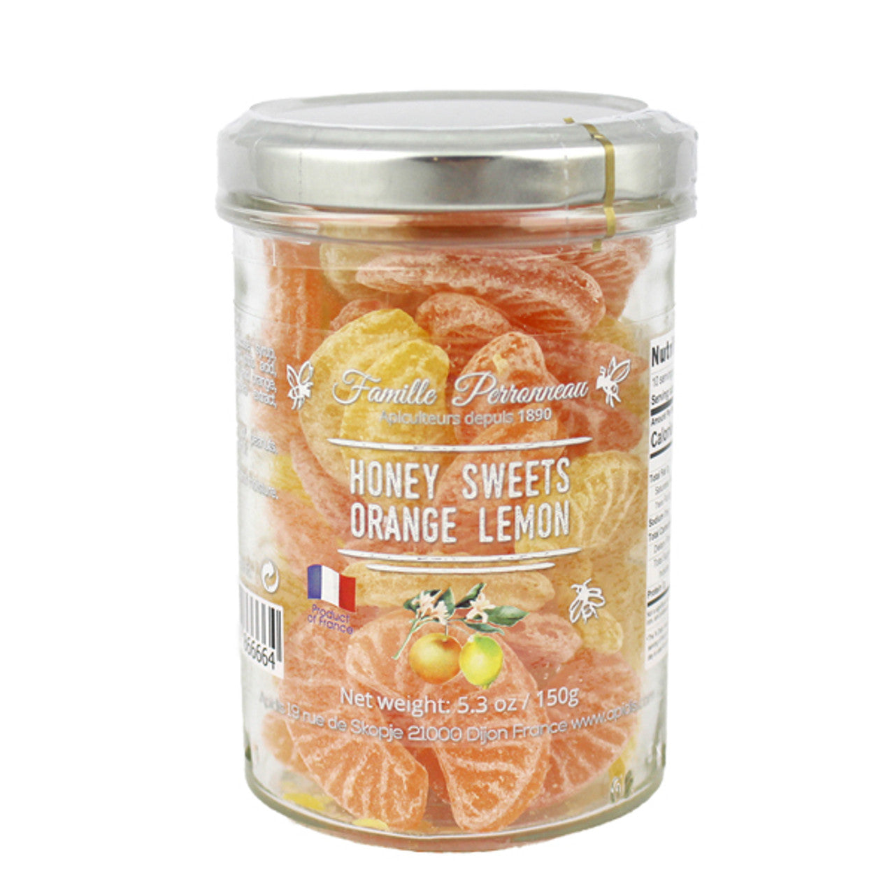 Enjoy these orange and lemon honey candies any time of day! Made with natural flavors and colors, and no preservatives, these candies are sure to delight both the young and the old, and everyone in between. Net wt. 5.3oz. Made in France.
