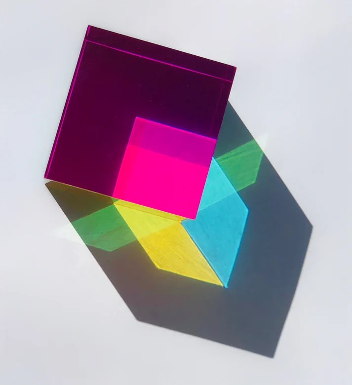 The CMY cube is a sensory toy to help you view different colors. Each face of the translucent cube is coated in electromagnetically subtractive materials, which are cyan, magenta, or yellow. When you twist and turn the cube, it creates new combinations of color. Dimensions: approx. 3" x 3" x 3" Recommended age: 12+