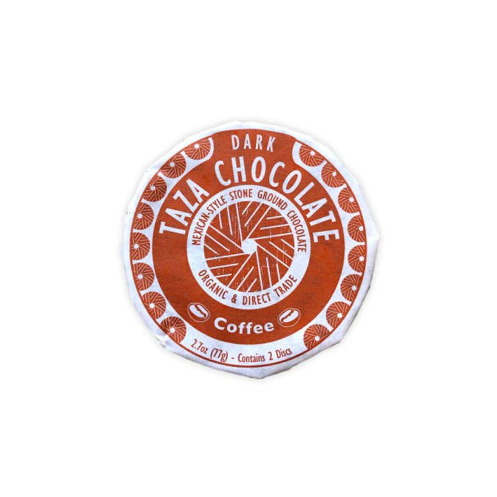 Taza Chocolate dark coffee chocolate packaging on a white background