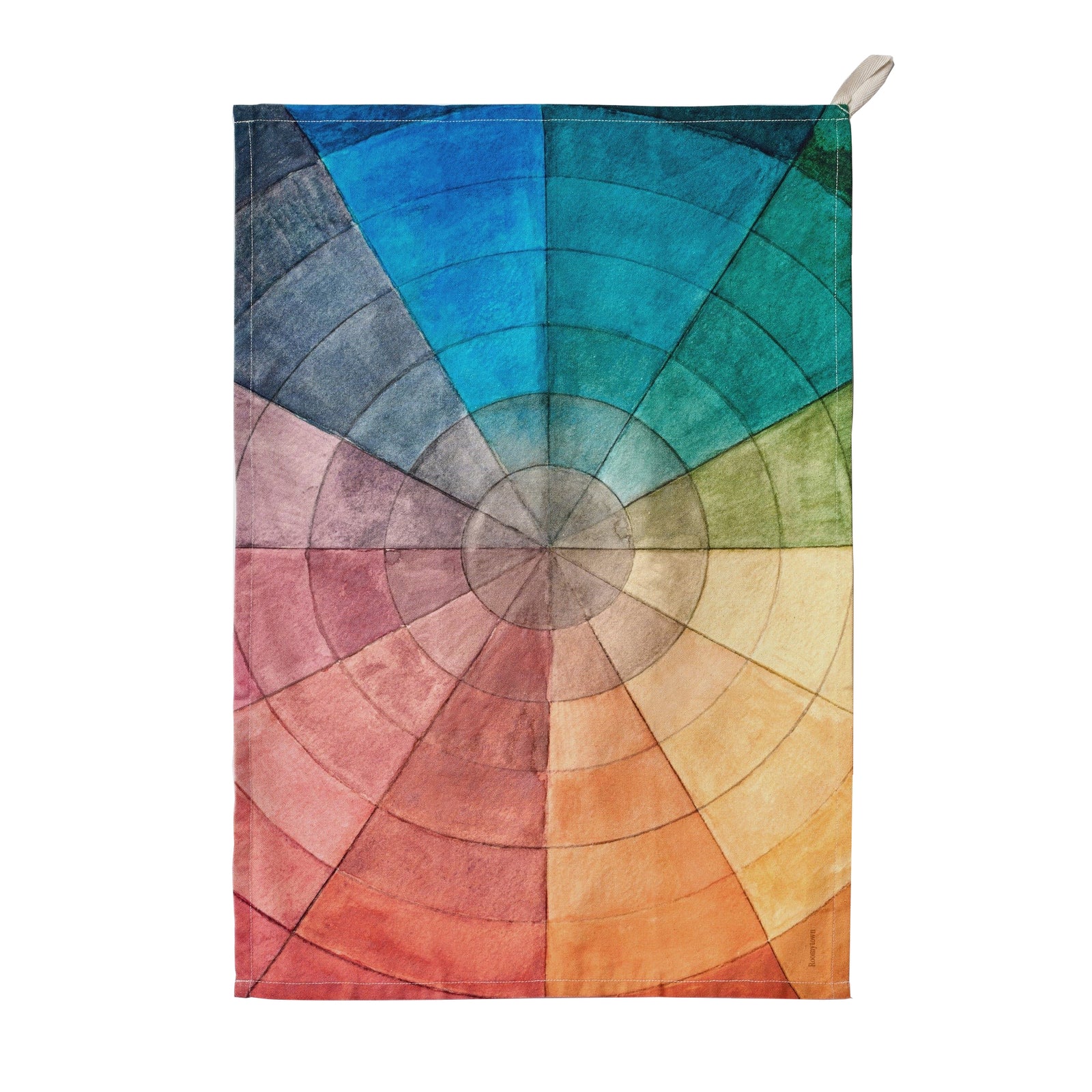 Color wheel patterned towel with a white background