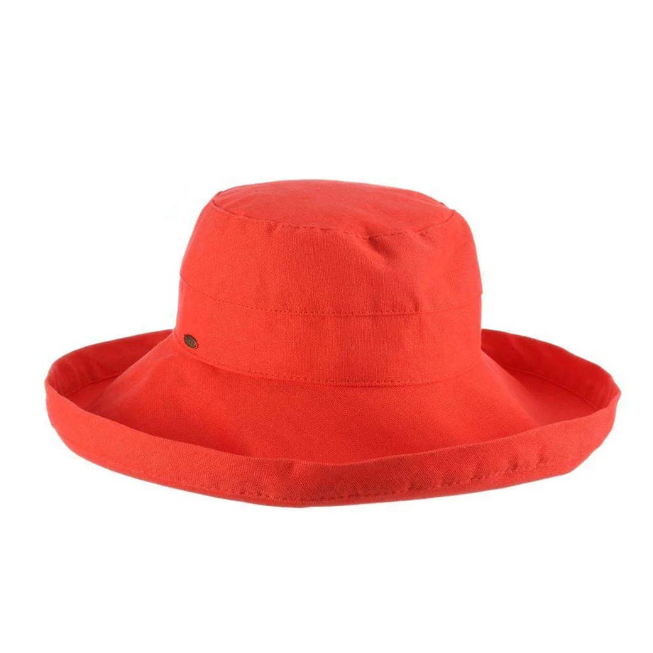 Wide brim reversible red and sale cream cotton sun hat