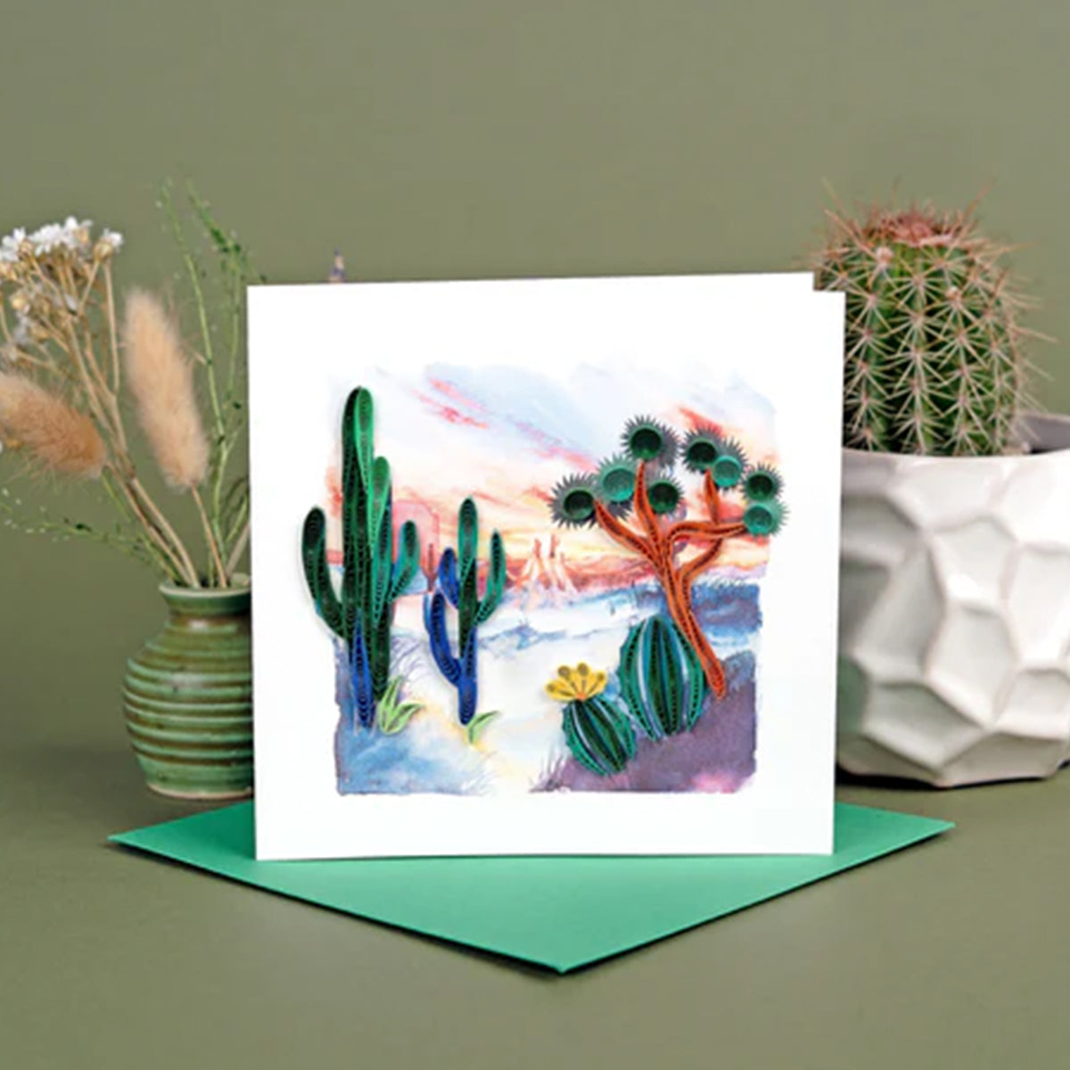 QUILLED DESERT LANDSCAPE NOTECARD
