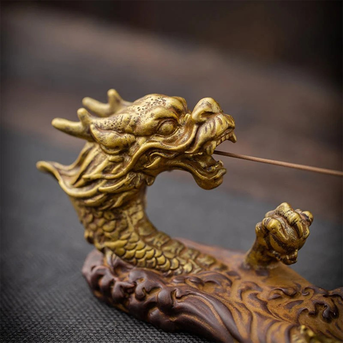 GOLD DRAGON INCENSE STAND