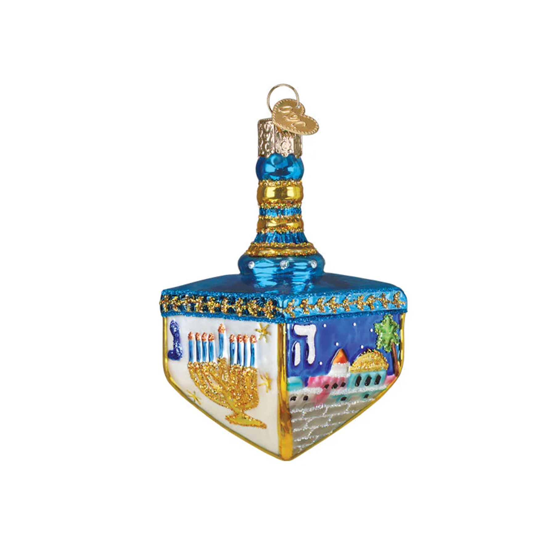 Dreidel holiday ornament on a white background