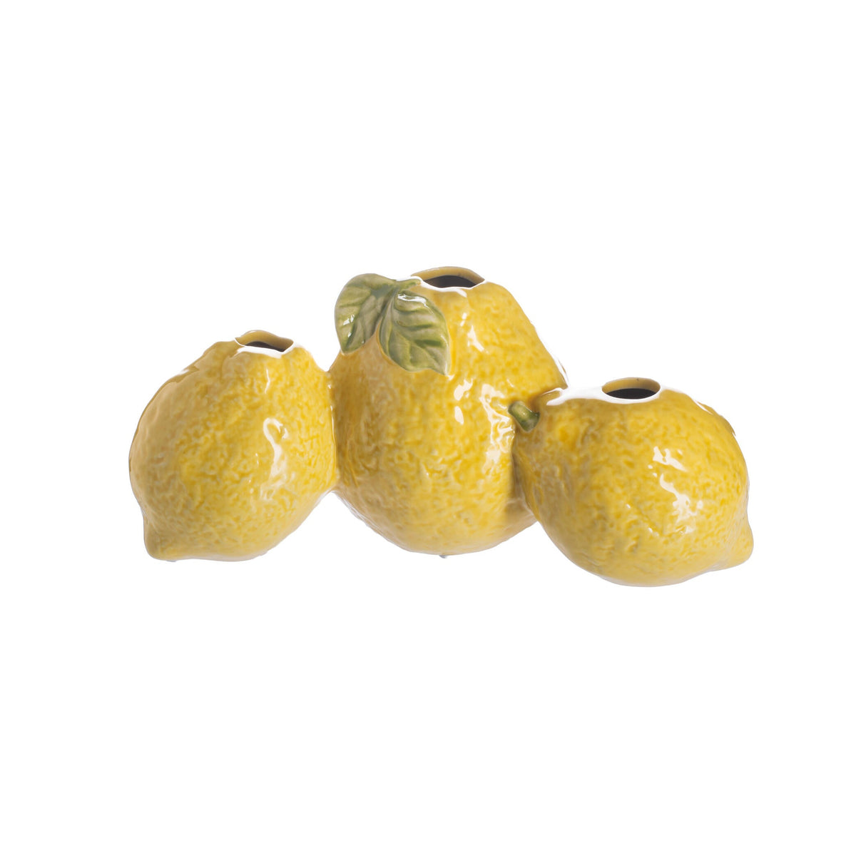 Lemon-shaped vase on a white background