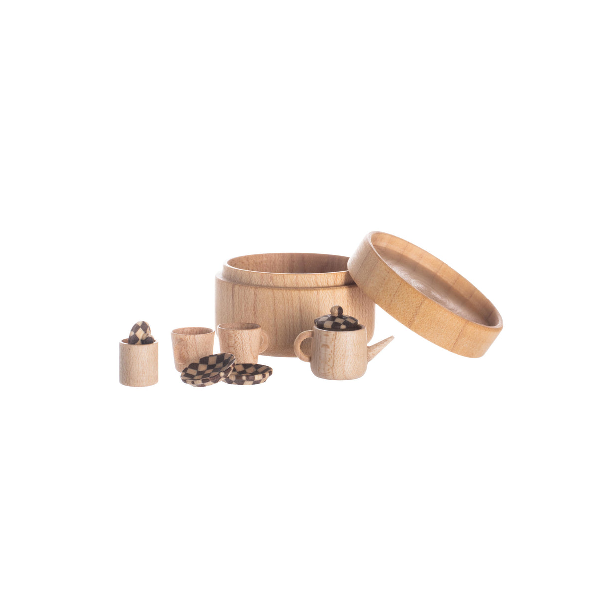 Mini wooden tea set