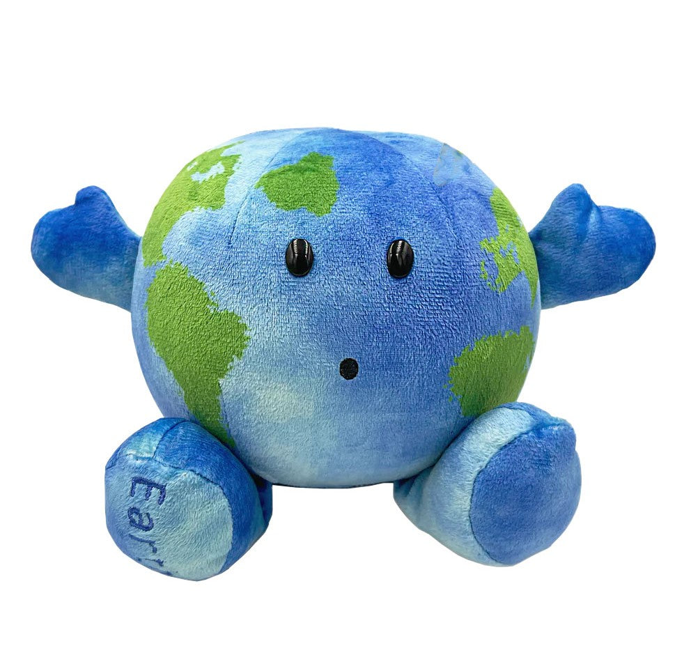 Earth…is good natured and a true-blue friend! Earth is our home and currently the only planet in the Universe where life is known to exist. Plush and cuddly toy in the shape of planet earth. Perhaps the Most Famous Toy in the Universe! Dimensions: approx 8" x 10" Content: Polyester Fiber. Suitable from Birth.