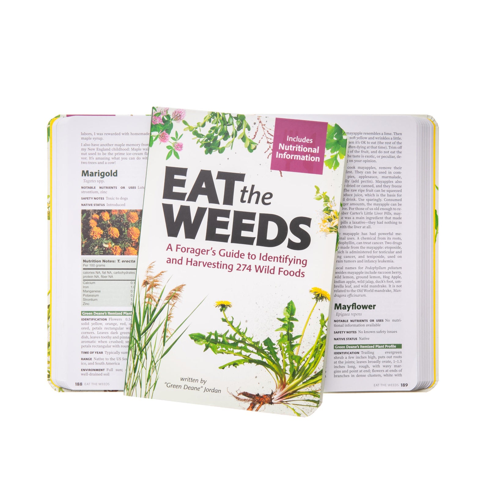 Book titled 'Eat the Weeds' on a white background