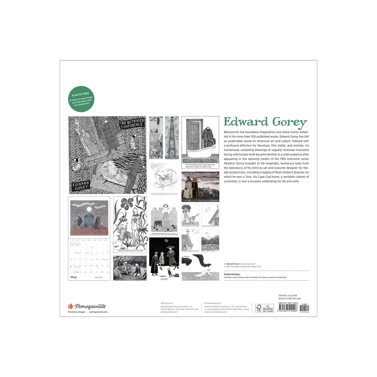 EDWARD GOREY 2027 WALL CALENDAR