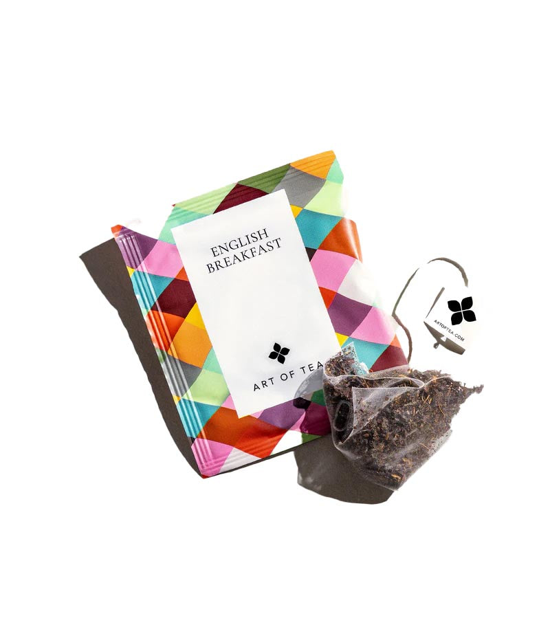Start your day the British way with these smooth and malty English Breakfast teabags. Biodegradable and eco-friendly, these organic teabags brew sweet and woodsy with a clean finish. Organic Breakfast Tea Eco Teabag Sachets Tasting Notes: Malty, Sweet, Woodsy 12 tea sachets in a box Medium Caffeine Net wt: 1.2 oz