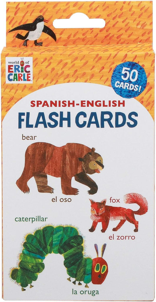 50 Spanish-English flash cards from The World of Eric Carle. Fun and engaging way to learn first Spanish and English words: Featuring familiar characters and classic images from the books of bestselling author Eric Carle, this flash card set offers a creative introduction to essential first words in Spanish and English! 