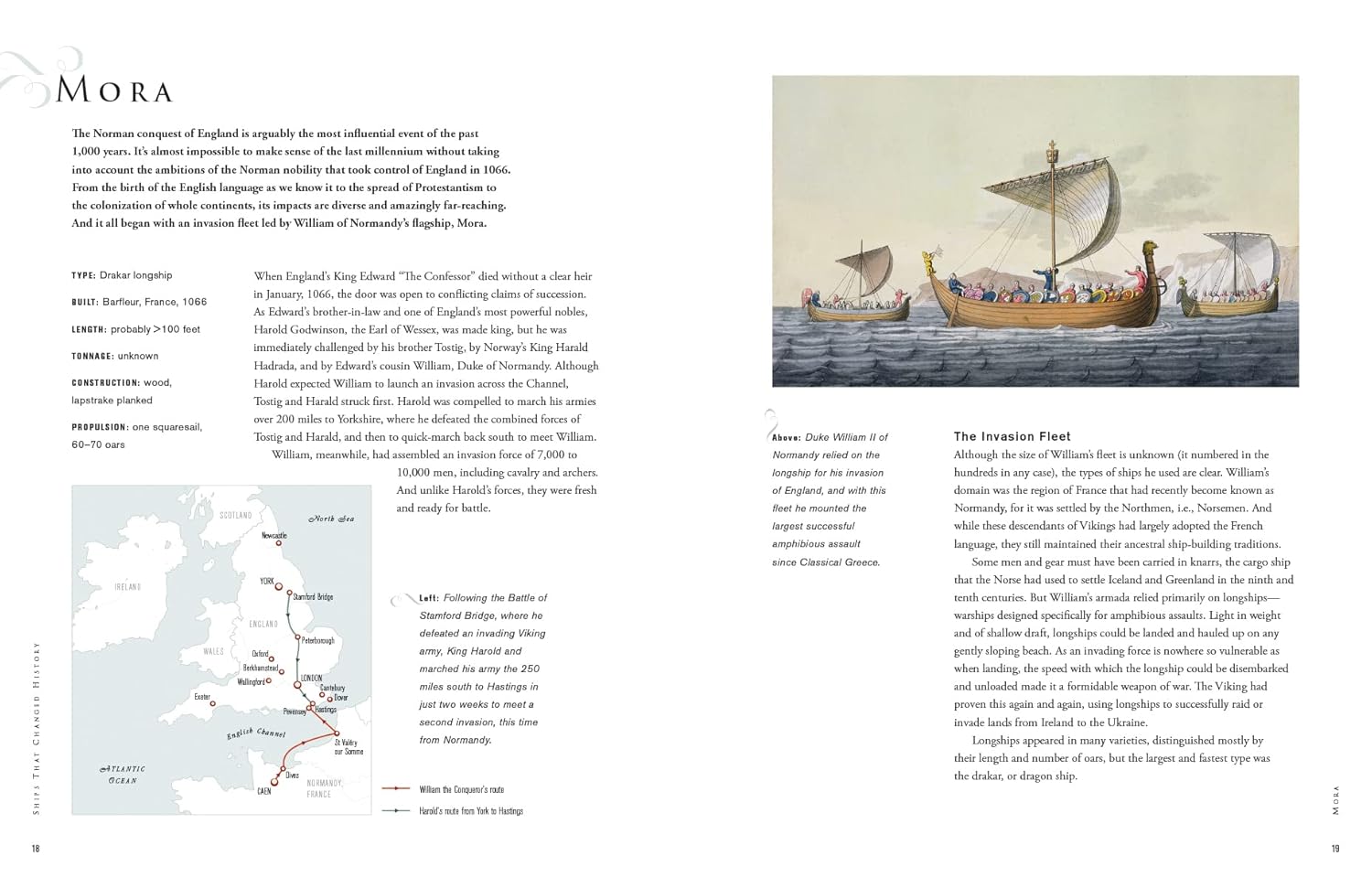 Book cover of 'Fifty Ships that Changed the Course of History' with a ship illustration on a light green background.