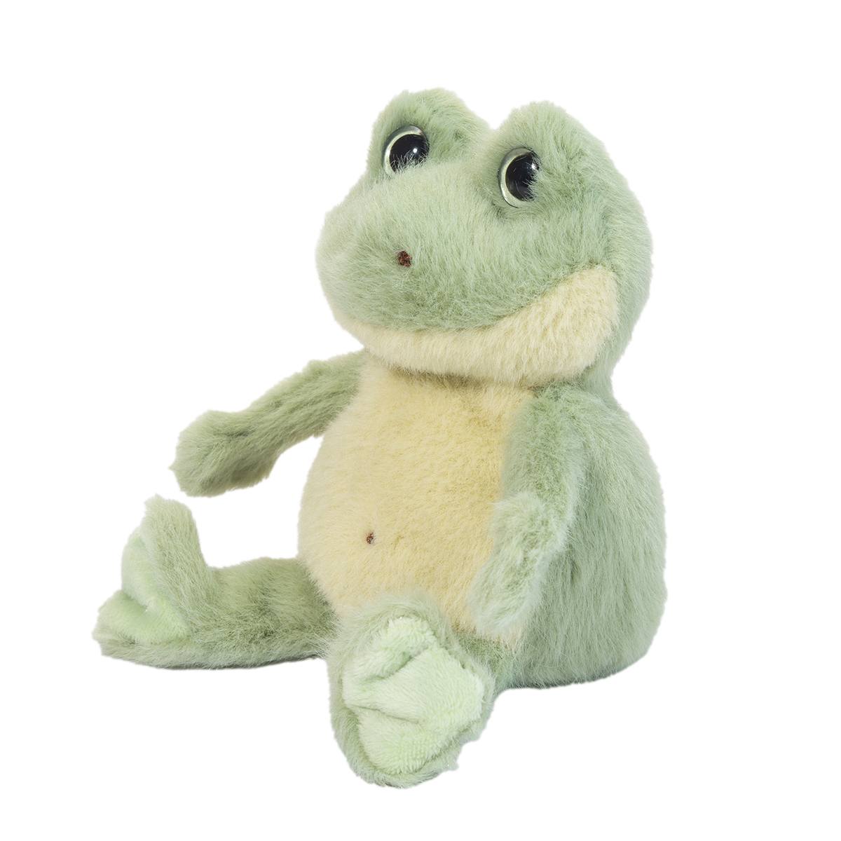 Flip the frog will instantly bring a smile to anyone who lays eyes on him! Made from ultra-soft plush fabric, this frog’s cute round belly and big eyes give him a friendly personality. His soft green colors and outreached arms make him irresistible – You can’t help but give him a little hug! Dimensions: 4.5" x 5" x 5" Ages: 24 months +