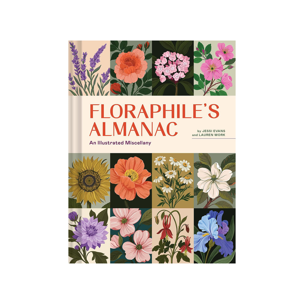 Book cover of 'Floraphile's Almanac' with floral illustrations on a white background