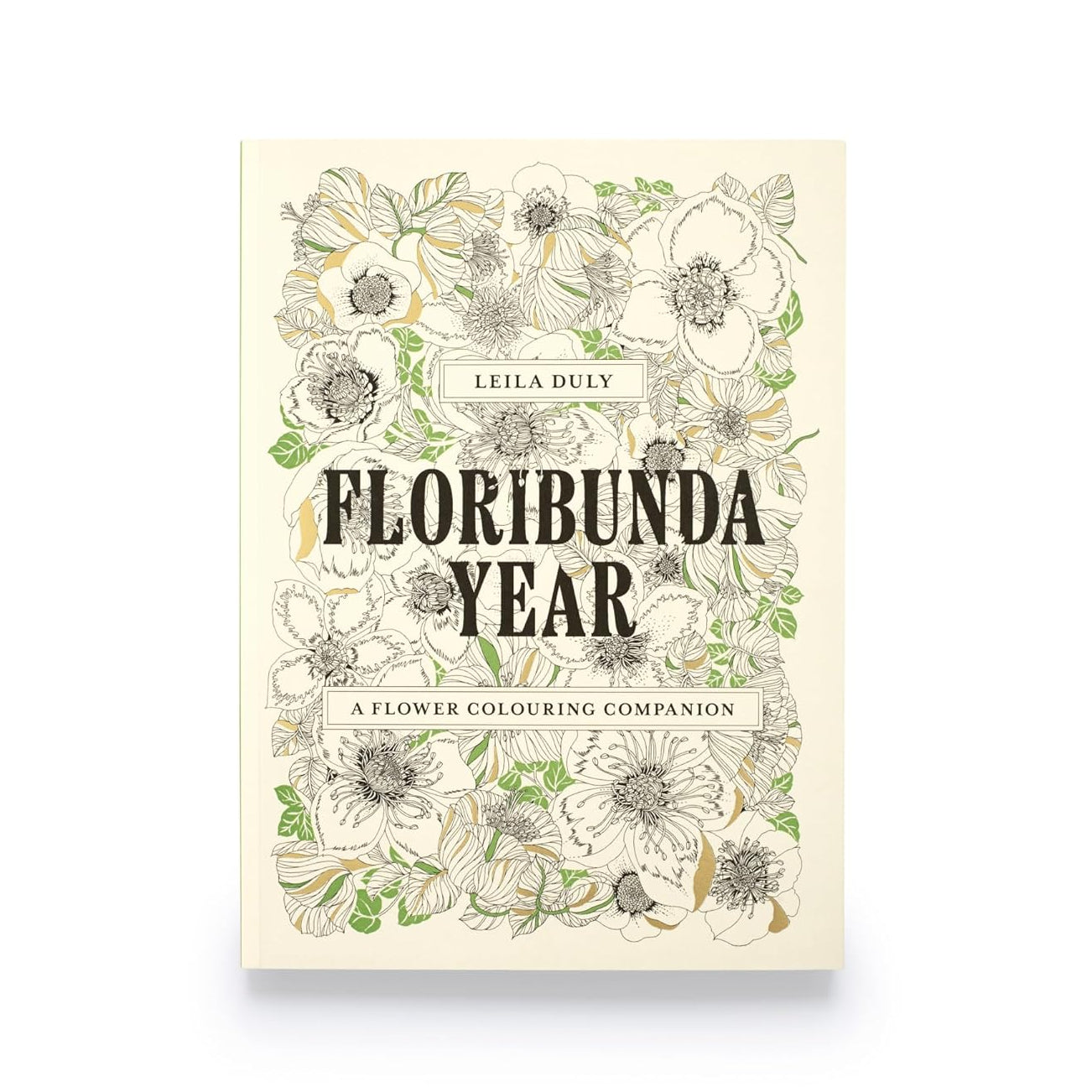 Book cover of 'Floribunda Year' by Leila Duly with floral illustrations on a beige background