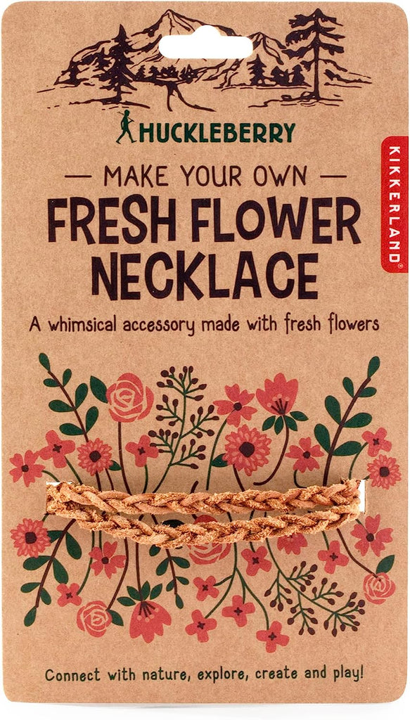 Add a little extra fun to your next picnic, hike, or any outdoor adventure with this 'make your own' fresh flower necklace. Simply thread any fresh flowers through the necklace for a gorgeous, natural accessory that can be re-worked time and time again. Made of genuine leather with strong magnetic copper closure. 