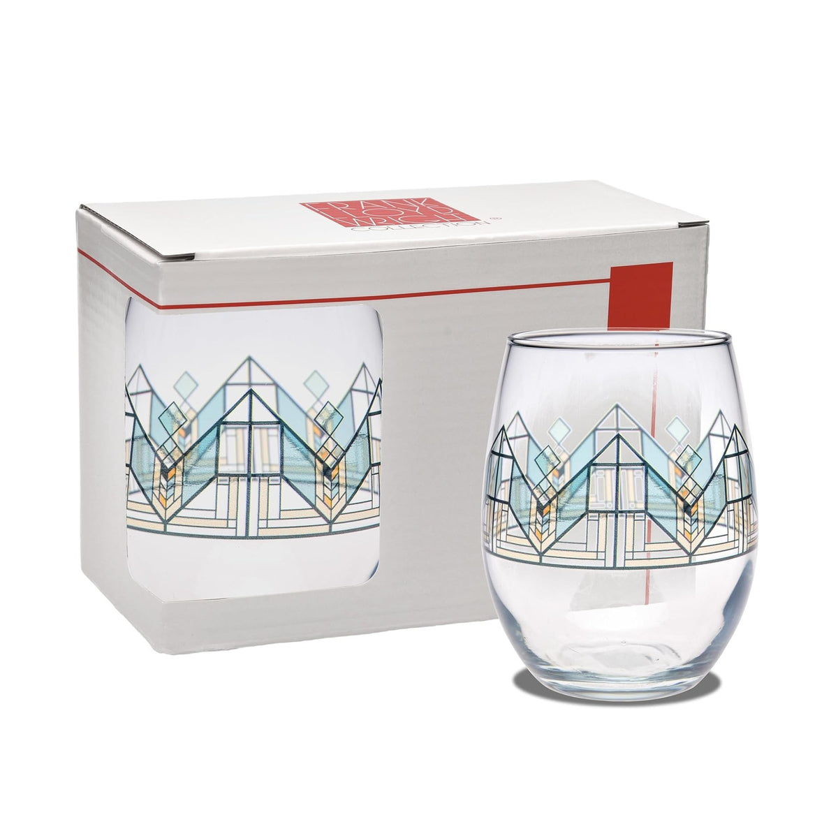 FRANK LLOYD WRIGHT STEMLESS GLASSES - LAKE GENEVA TULIP
