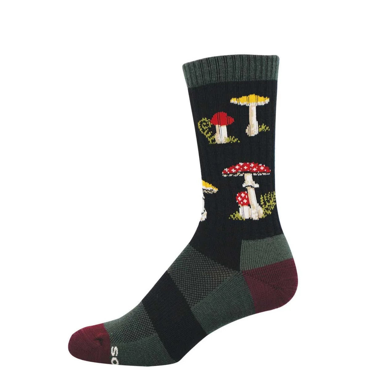 Socks with mushroom design on a white background