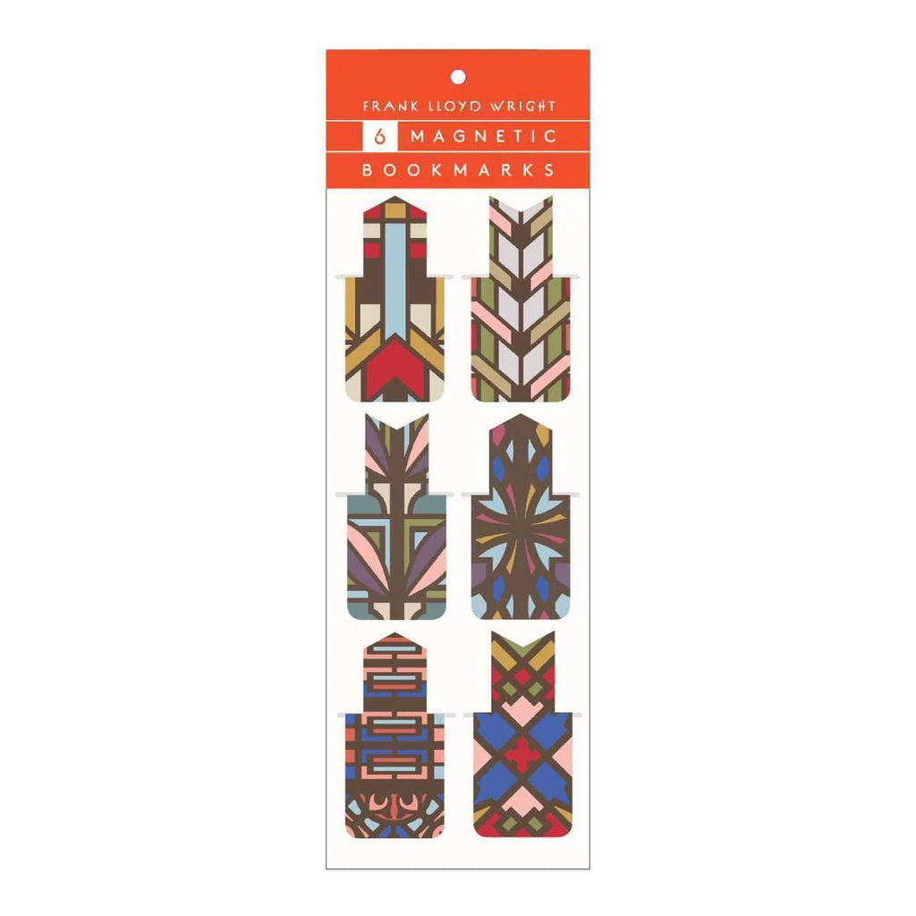 This set of Frank Lloyd Wright Designs Magnetic Bookmarks borrow design patterns from the famed architect to create an exceptional reading accessory. The six die-cut magnetic clips feature unique patterns that will add flair to any book or magazine page. Bookmark dimensions: 1 x 2", 25 x 51mm.