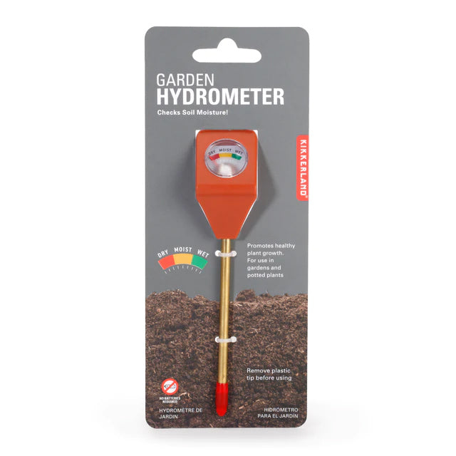 Am I underwatering, or overwatering? It's the age-old gardener's conundrum. Eliminate the guesswork with this handy garden hydrometer. Simply insert into the soil that you want to check, and the gauge will tell you if your soil is too dry or too wet. Perfect for gardens, patio containers or house plants.6" x 1.3".