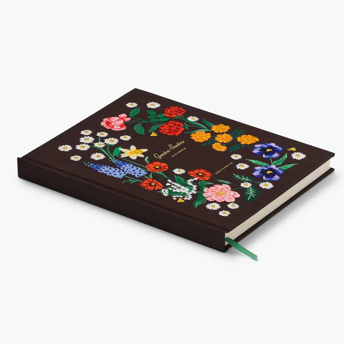 Decorative sketchbook with floral design on a white background