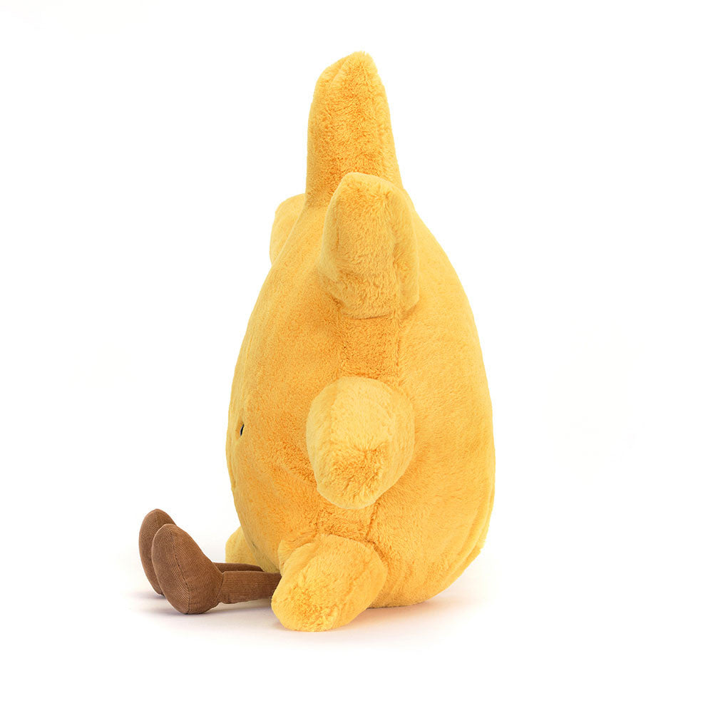 Amuseables Sun is here to brighten up the room without need for shades or sunblock – this giant-sized, chubby, cuddly bundle of rays is content to glow softly and warm your heart. An all-weather friend in buttery gold. Dimensions 44" x 44" x 18". Please do not leave in a cot/crib due to its size, Suitable from birth.