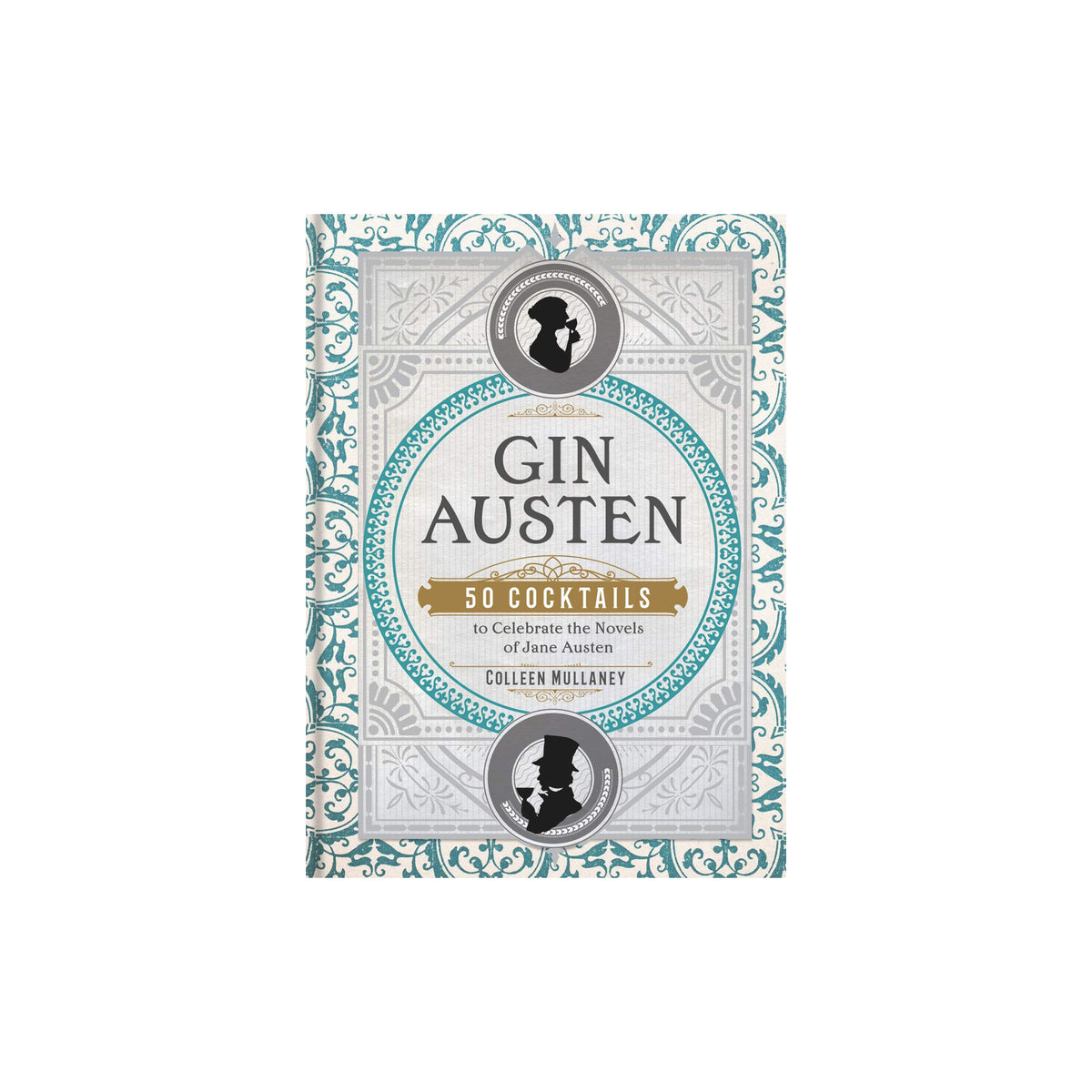 Book titled 'Gin Austen: 50 Cocktails' with decorative cover on a white background