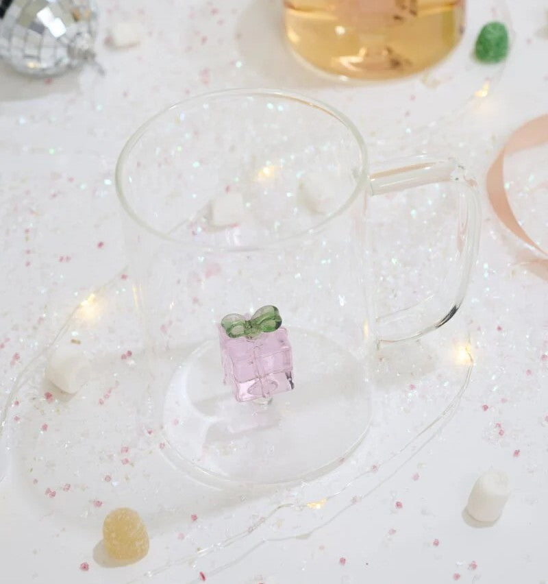 CLEAR GLASS MUG WITH PINK GIFT BOX INSIDE