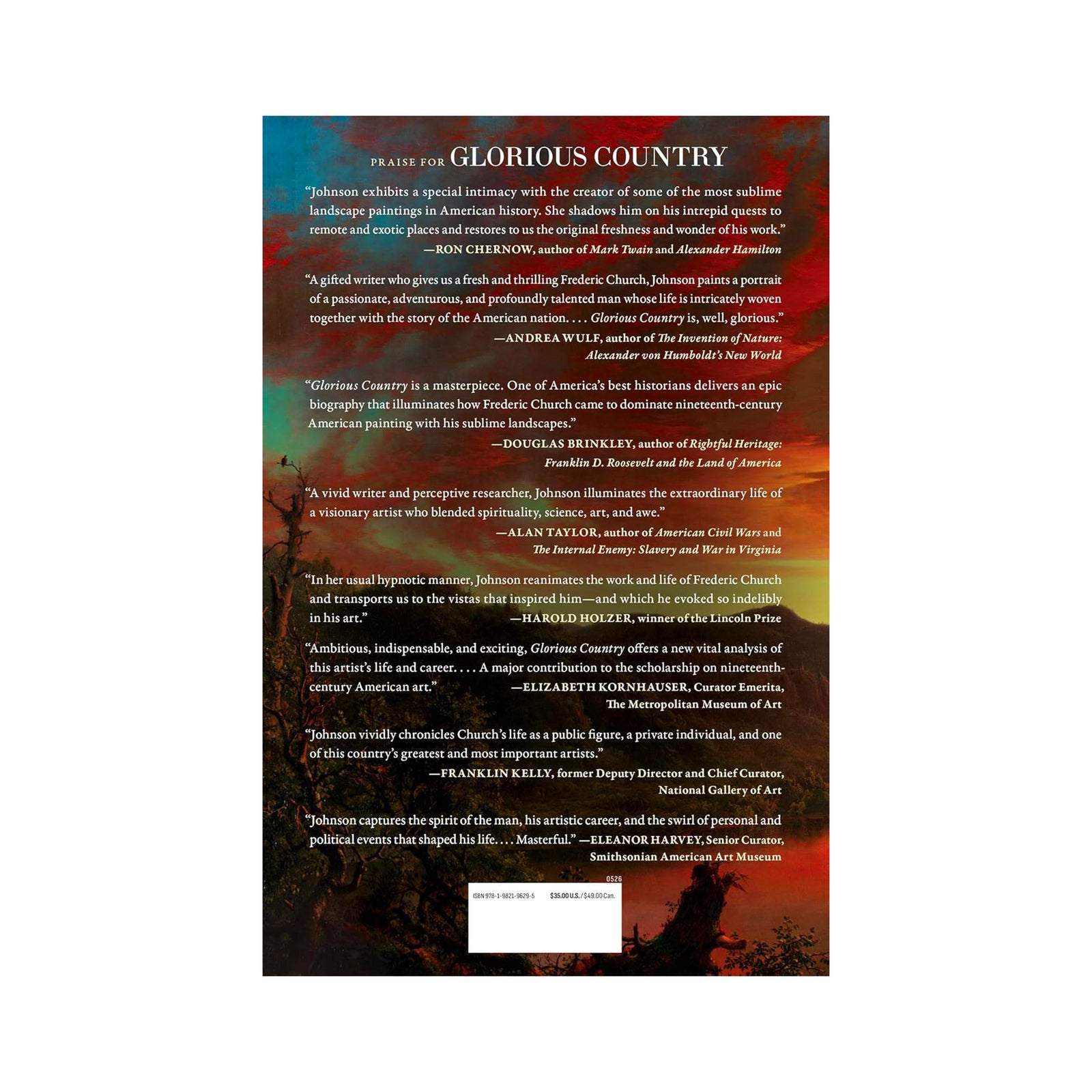 Book cover of 'Glorious Country' by Victoria Johnson with a portrait and sunset landscape.
