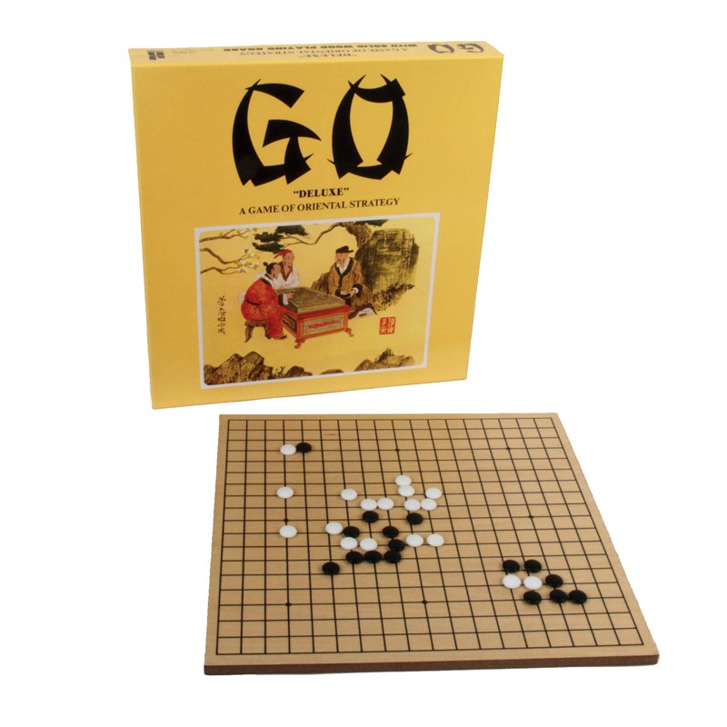 Go game set with board and pieces on a white background