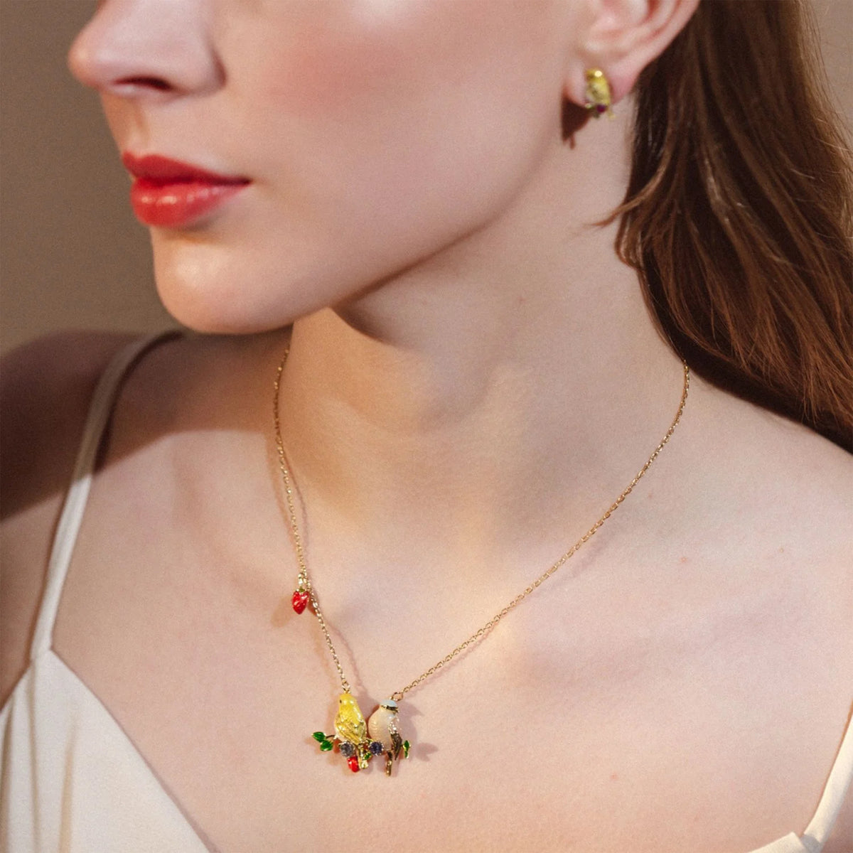 GOLDCREST AND COAL TIT IN HARMONY PENDANT NECKLACE