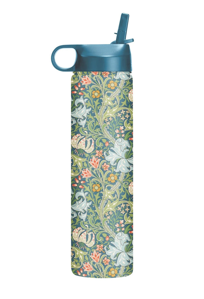 This double-wall vacuum insulated Tumbler keeps beverages hot for 12 hours, cold for 30 hours, and keeps ice frozen for up to 2 days ensuring you're always refreshed. Featuring the timeless 'Golden Lily' design by William Morris. Known for his intricate patterns and attention to detail Holds 24oz, 9" H x 3.5" dia. Dishwasher safe.