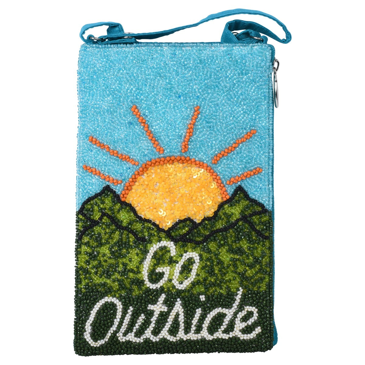 This whimsical and eye-catching bag is hand-beaded by artisans in India. It’s also super practical: You can use it as a crossbody bag or wristlet, or you can unclip it by the strap to transform it into a purse. Hand-beaded bag Fair trade production. Dimensions: 4.5" x 7.5".