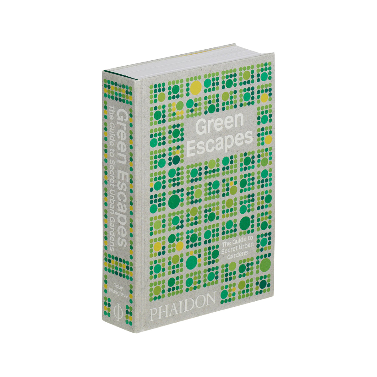 Book titled 'Green Escapes' with a patterned cover on a white background