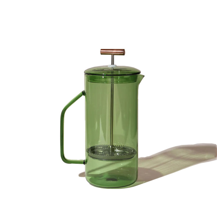 The Glass French Press is an evolution of the classic press pot. The press brews a perfect full-bodied pot of coffee or tea in the traditional French Press method. Made of premium heat-proof borosilicate glass, it is durable and able to withstand extreme temperatures. 28 oz capacity. Size: 3.5” D x 5.5” W x 7.5” H.