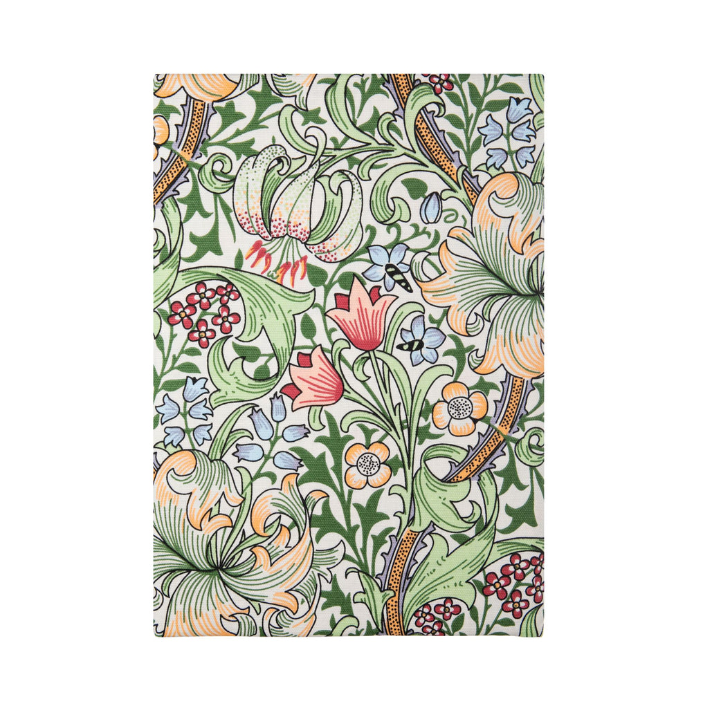 Golden Lily is a William Morris classic - a beautiful mix of colours produce a fresh and vibrant look which is sure to add a touch of Arts and Crafts elegance to any kitchen, dining room or conservatory. 100% cotton round tablecloth 51" diameter Machine washable.