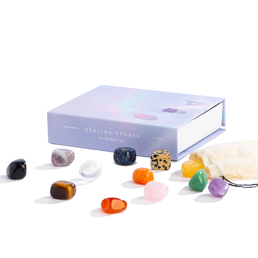 Healing Stones brings inspiring information about crystal properties and traditional healing practices together in an uplifting, modern package with lay-flat design for easy use. Learn how to create a relaxing session with crystals from tips on the back of the box. Box size: 5.25”L x 4.5”W x 1.25”H.