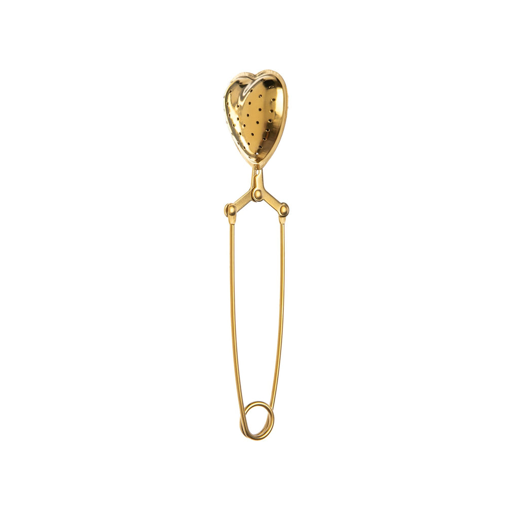 For those who prefer the rich taste of loose-leaf tea, this stainless steel strainer is the perfect choice. With its heart shape and rich gold finish, you are sure to fall in love with tea-time, all over again. The design will hold the sides shut until you squeeze the handle to open it. Hand wash Length 6.5", width 2".
