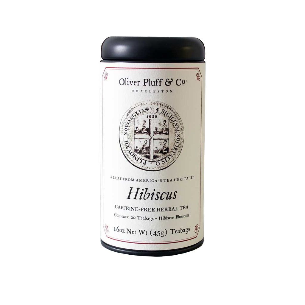 These caffeine-free herbal tea bags are filled with dried Hibiscus blossoms and has a tart, refreshing, lightly floral taste. Serve hot or over ice. Ingredients: Hibiscus blossoms. Tea tin contains 20 pyramid style teabags. Net Wt. 1.6 oz.